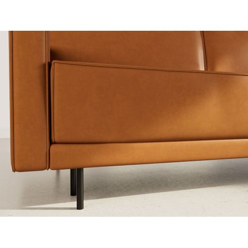 Canapé Droit Convertible 3 Places Charlie En Simili Cognac