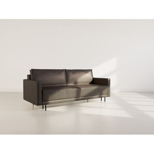 Canapé Droit Convertible 3 Places Charlie En Simili Noir