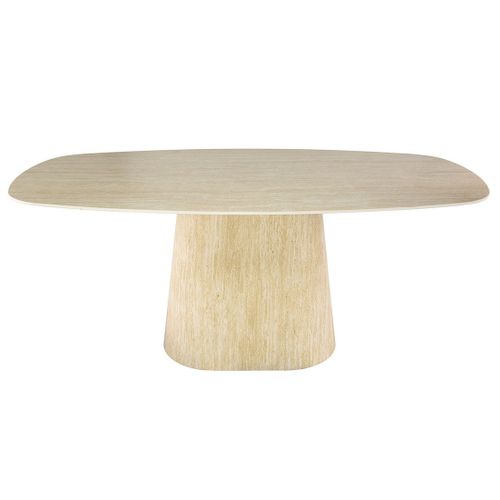 Aubin - Table à Manger - Effet Travertin - 4 à 6 Personnes