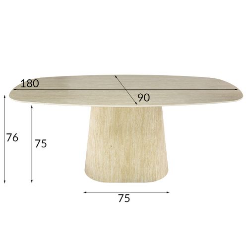 Aubin - Table à Manger - Effet Travertin - 4 à 6 Personnes