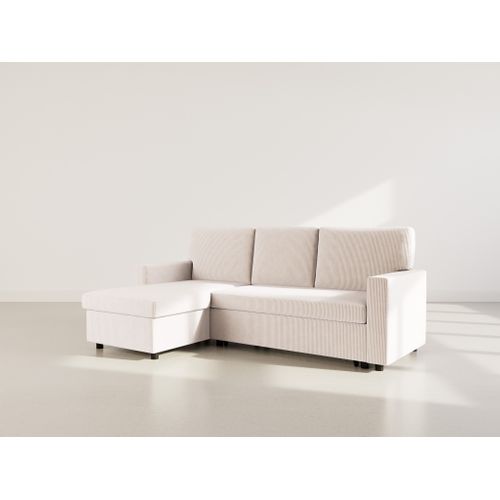 Meiya - Canapé D'angle Réversible 4 Places Convertible Avec Coffre En Velours Côtelé