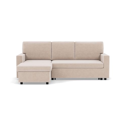 Meiya - Canapé D'angle Réversible 4 Places Convertible Avec Coffre En Velours Côtelé