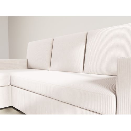 Meiya - Canapé D'angle Réversible 4 Places Convertible Avec Coffre En Velours Côtelé