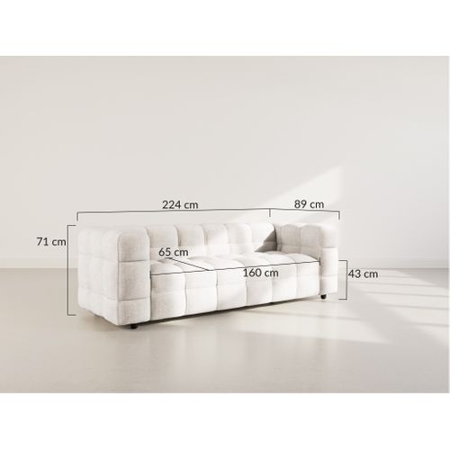 Augustin - Canapé Droit 3 Places En Velours Texturé