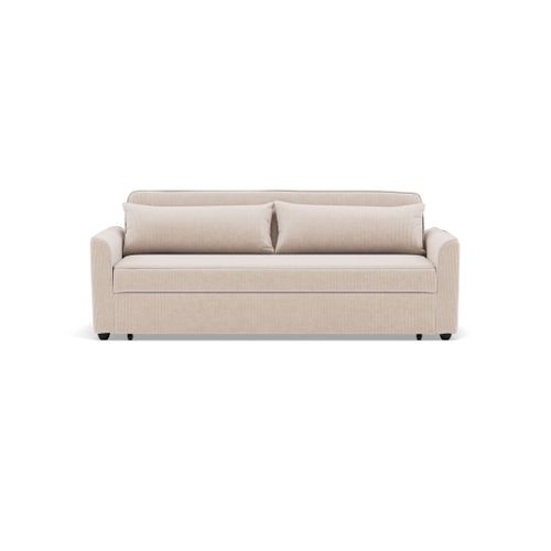 Canapé Droit Convertible 3 Places Ernest En Velours Côtelé Beige