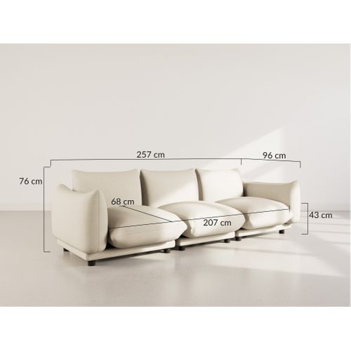 Jeanne - Canapé Modulable 3 Places En Velours Texturé