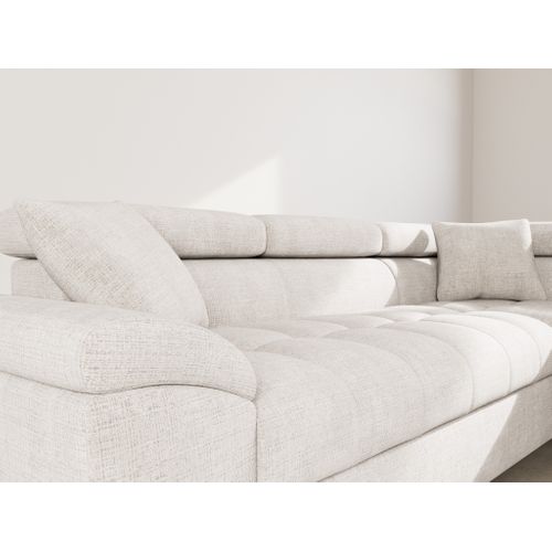 Canapé Angle Droit Convertible 5 Places Camille En Velours Texturé Beige