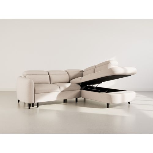 Canapé Angle Droit Convertible 5 Places Opaline En Tissu Texturé Beige