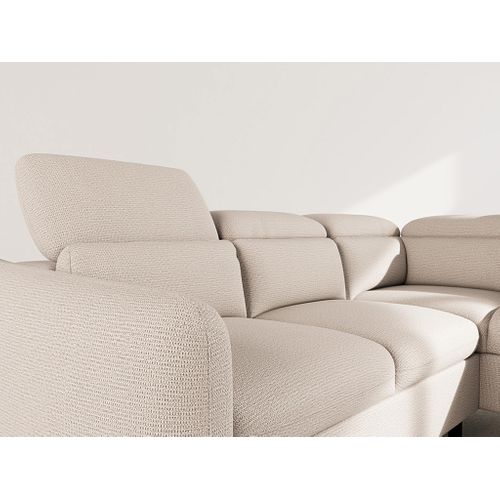 Canapé Angle Droit Convertible 5 Places Opaline En Tissu Texturé Beige