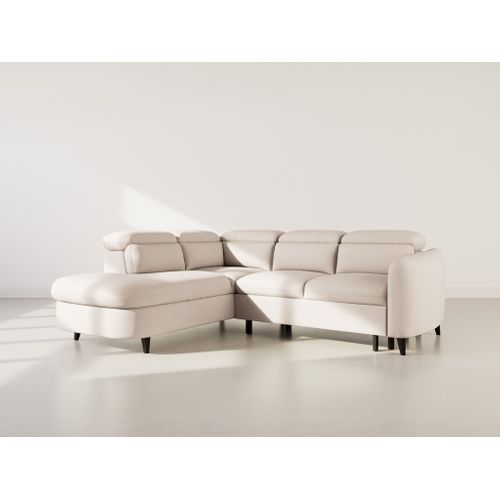 Canapé Angle Gauche Convertible 5 Places Opaline En Tissu Texturé Beige