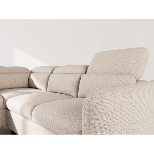 Canapé Angle Gauche Convertible 5 Places Opaline En Tissu Texturé Beige