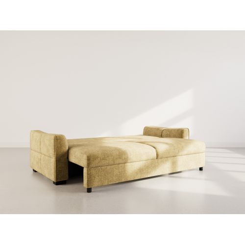 Canapé Droit Convertible 3 Places Anatole En Velours Texturé Jaune