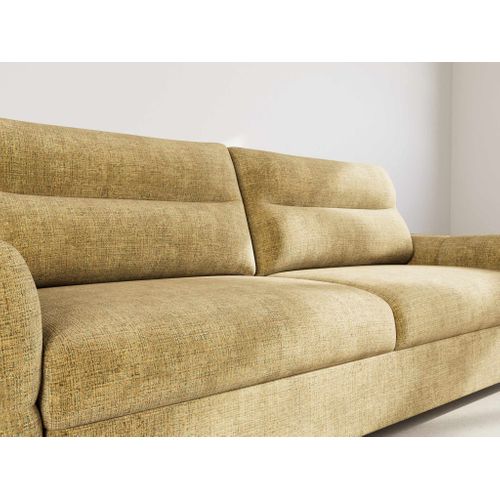 Canapé Droit Convertible 3 Places Anatole En Velours Texturé Jaune