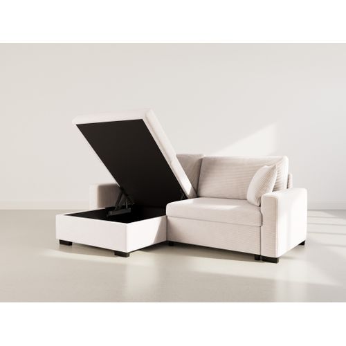 Gisele - Canapé D'angle Réversible 4 Places Convertible Avec Coffre En Velours Côtelé