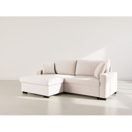 Gisele - Canapé D'angle Réversible 4 Places Convertible Avec Coffre En Velours Côtelé