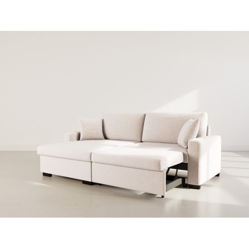 Gisele - Canapé D'angle Réversible 4 Places Convertible Avec Coffre En Velours Côtelé