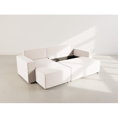 Hector - Canapé D'angle Réversible 4 Places Convertible Avec Coffre En Velours Côtelé