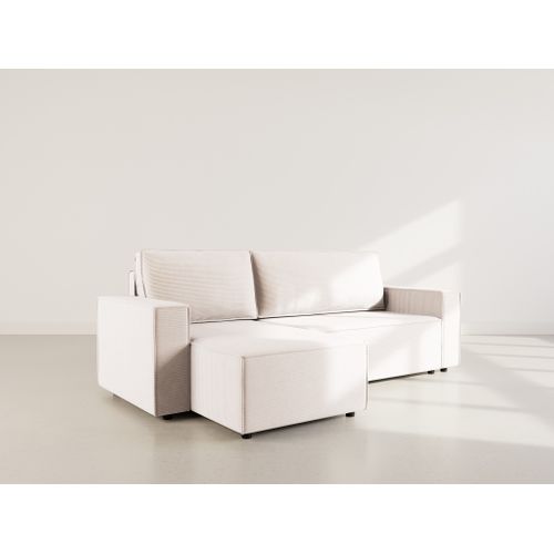 Hector - Canapé D'angle Réversible 4 Places Convertible Avec Coffre En Velours Côtelé