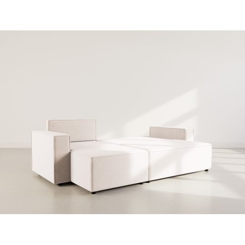 Hector - Canapé D'angle Réversible 4 Places Convertible Avec Coffre En Velours Côtelé