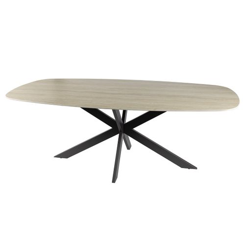 Ruben - Table à Manger - Plateau En Céramique 3d Effet Travertin - Pieds En Acier - 4 à 6 Personnes