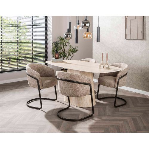 Teo - Lot De 2 Chaises - Pieds En Métal - En Tissu Texturé