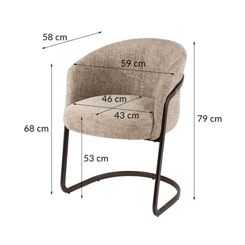 Teo - Lot De 2 Chaises - Pieds En Métal - En Tissu Texturé