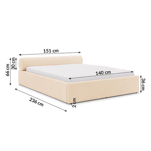 Billy - Lit Coffre - 140x190 Cm - En Tissu Texturé - Sommier Inclus