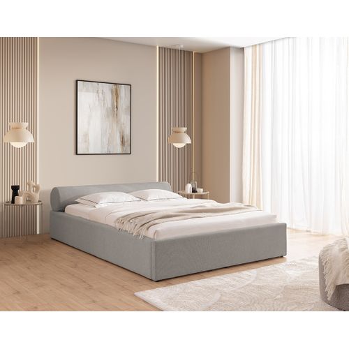 Billy - Lit Coffre - 140x190 Cm - En Tissu Texturé - Sommier Inclus