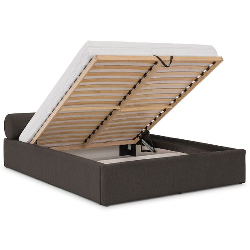 Billy - Lit Coffre - 140x190 Cm - En Tissu Texturé - Sommier Inclus