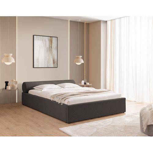 Billy - Lit Coffre - 140x190 Cm - En Tissu Texturé - Sommier Inclus