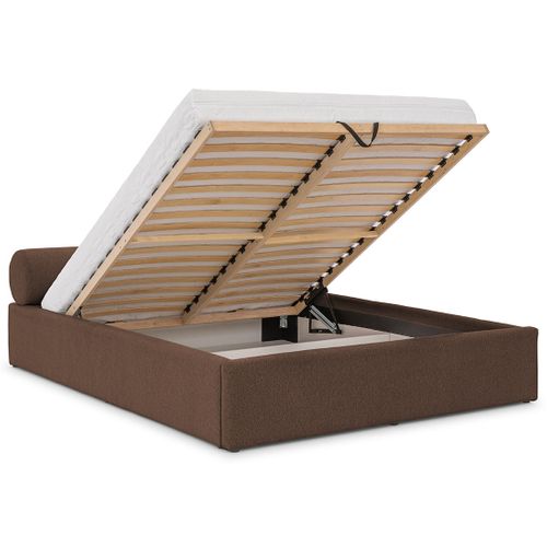 Billy - Lit Coffre - 160x200 Cm - En Tissu Texturé - Sommier Inclus