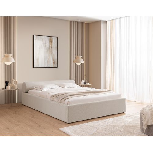Billy - Lit Coffre - 160x200 Cm - En Tissu Texturé - Sommier Inclus