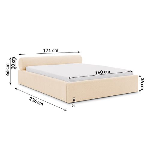 Billy - Lit Coffre - 160x200 Cm - En Tissu Texturé - Sommier Inclus