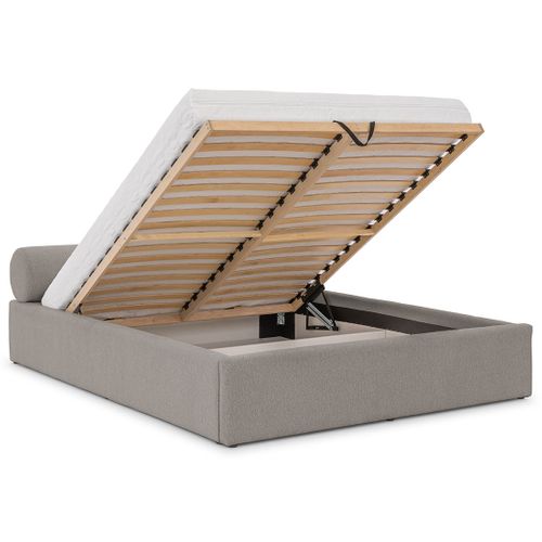 Billy - Lit Coffre - 160x200 Cm - En Tissu Texturé - Sommier Inclus