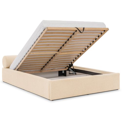 Billy - Lit Coffre - 180x200 Cm - En Tissu Texturé - Sommier Inclus