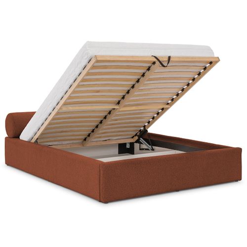 Billy - Lit Coffre - 180x200 Cm - En Tissu Texturé - Sommier Inclus