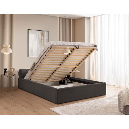 Billy - Lit Coffre - 180x200 Cm - En Tissu Texturé - Sommier Inclus