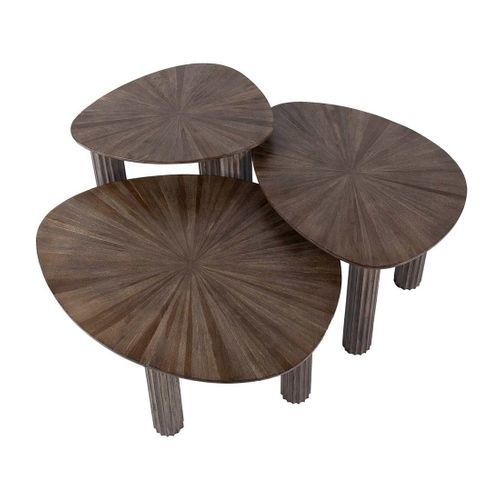 Tania - Lot De 3 Tables Basses Gigognes En Teck Massif - 76, 61 Et 51 Cm