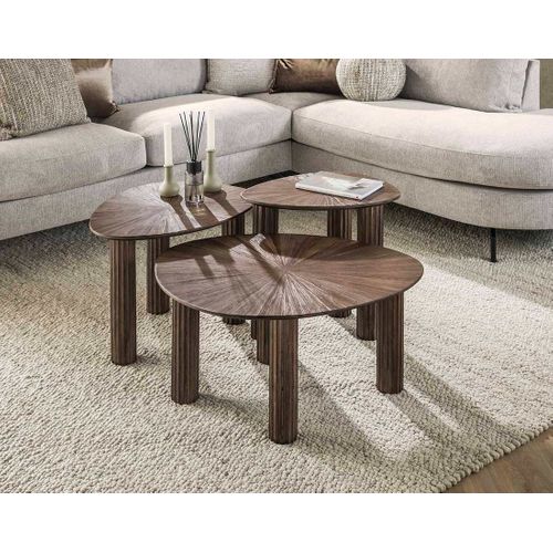 Tania - Lot De 3 Tables Basses Gigognes En Teck Massif - 76, 61 Et 51 Cm
