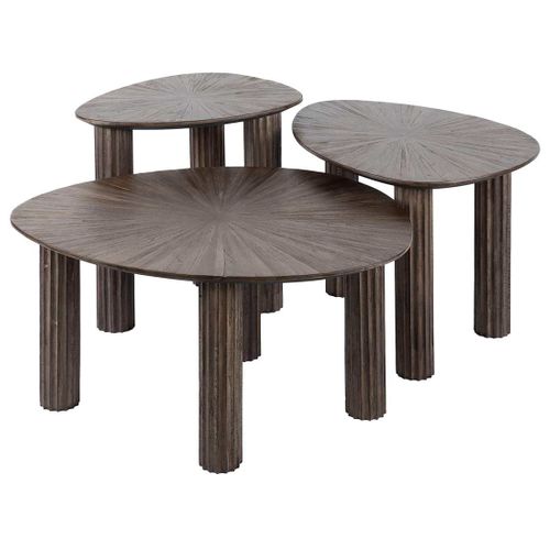 Tania - Lot De 3 Tables Basses Gigognes En Teck Massif - 76, 61 Et 51 Cm