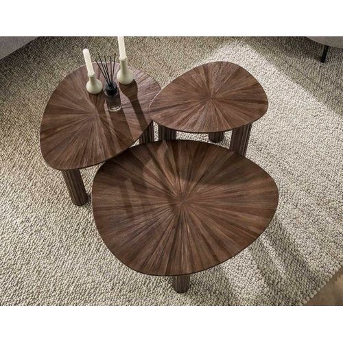 Tania - Lot De 3 Tables Basses Gigognes En Teck Massif - 76, 61 Et 51 Cm