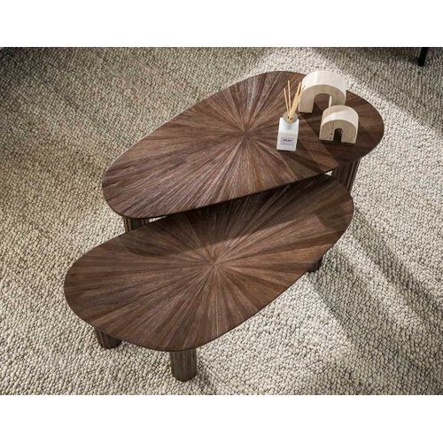 Tania - Lot De 2 Tables Basses Gigognes En Teck Massif - 84 Cm