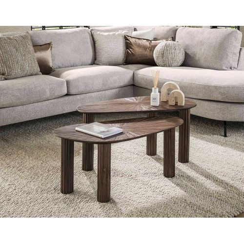 Tania - Lot De 2 Tables Basses Gigognes En Teck Massif - 84 Cm