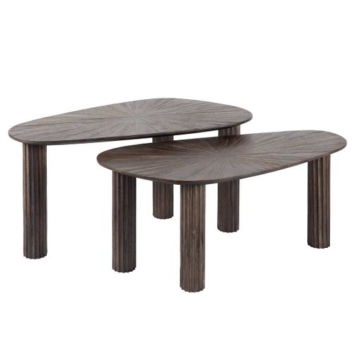 Tania - Lot De 2 Tables Basses Gigognes En Teck Massif - 84 Cm