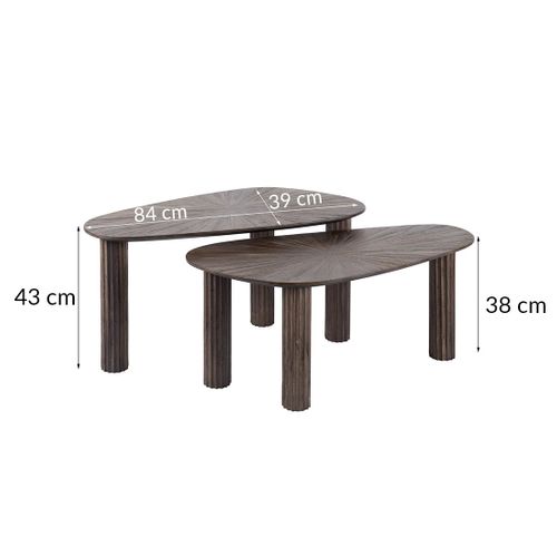 Tania - Lot De 2 Tables Basses Gigognes En Teck Massif - 84 Cm