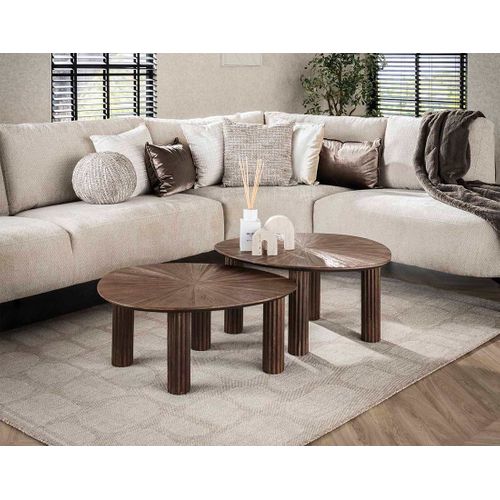 Tania - Lot De 2 Tables Basses Gigognes En Teck Massif - 75 Cm