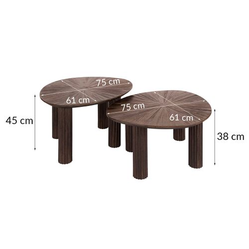 Tania - Lot De 2 Tables Basses Gigognes En Teck Massif - 75 Cm