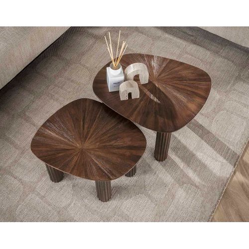 Tania - Lot De 2 Tables Basses Gigognes En Teck Massif - 62 Et 54 Cm