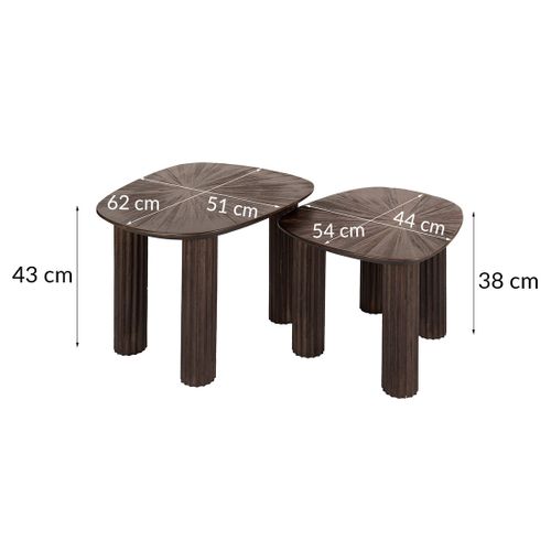 Tania - Lot De 2 Tables Basses Gigognes En Teck Massif - 62 Et 54 Cm