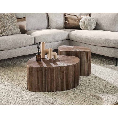 Tania - Lot De 2 Tables Basses Gigognes En Teck Massif - 73 Et 53 Cm